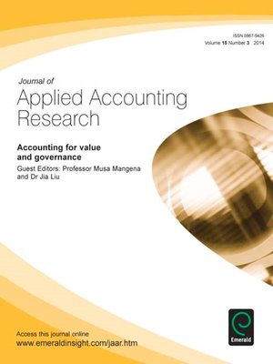 cover image of Journal of Applied Accounting Research, Volume 15, Issue 3